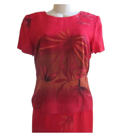 Vintage New w Tags, Scarlett Red Maxi Dress w Slits Tie Back Rayon Dress, Sz 8P - Picture 2 of 9